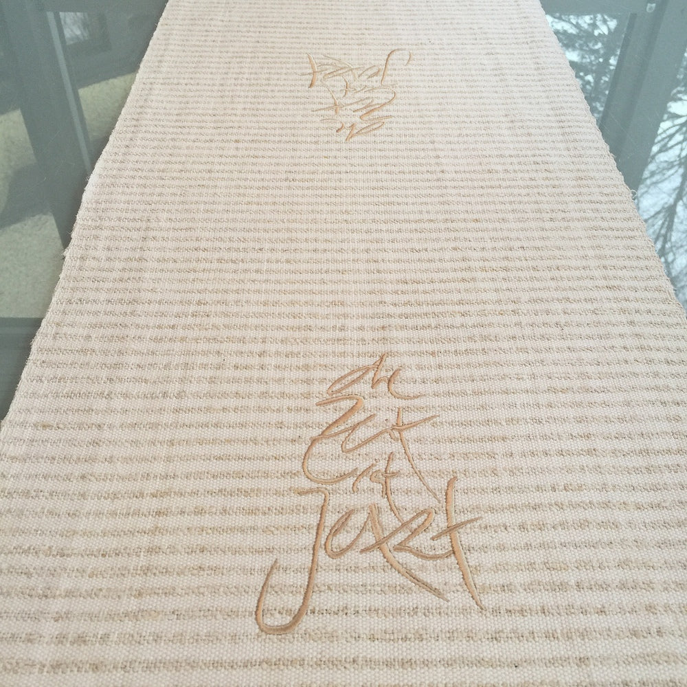 Tischläufer "die Zeit ist Jetzt" Beige-Gestreift