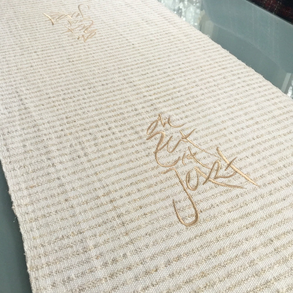 Tischläufer "die Zeit ist Jetzt" Beige-Gestreift