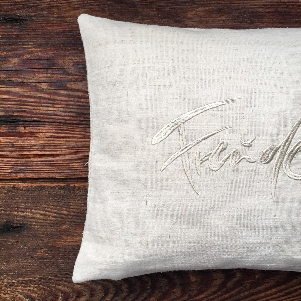 Bauernleinen Zirbenkissen "Freude"