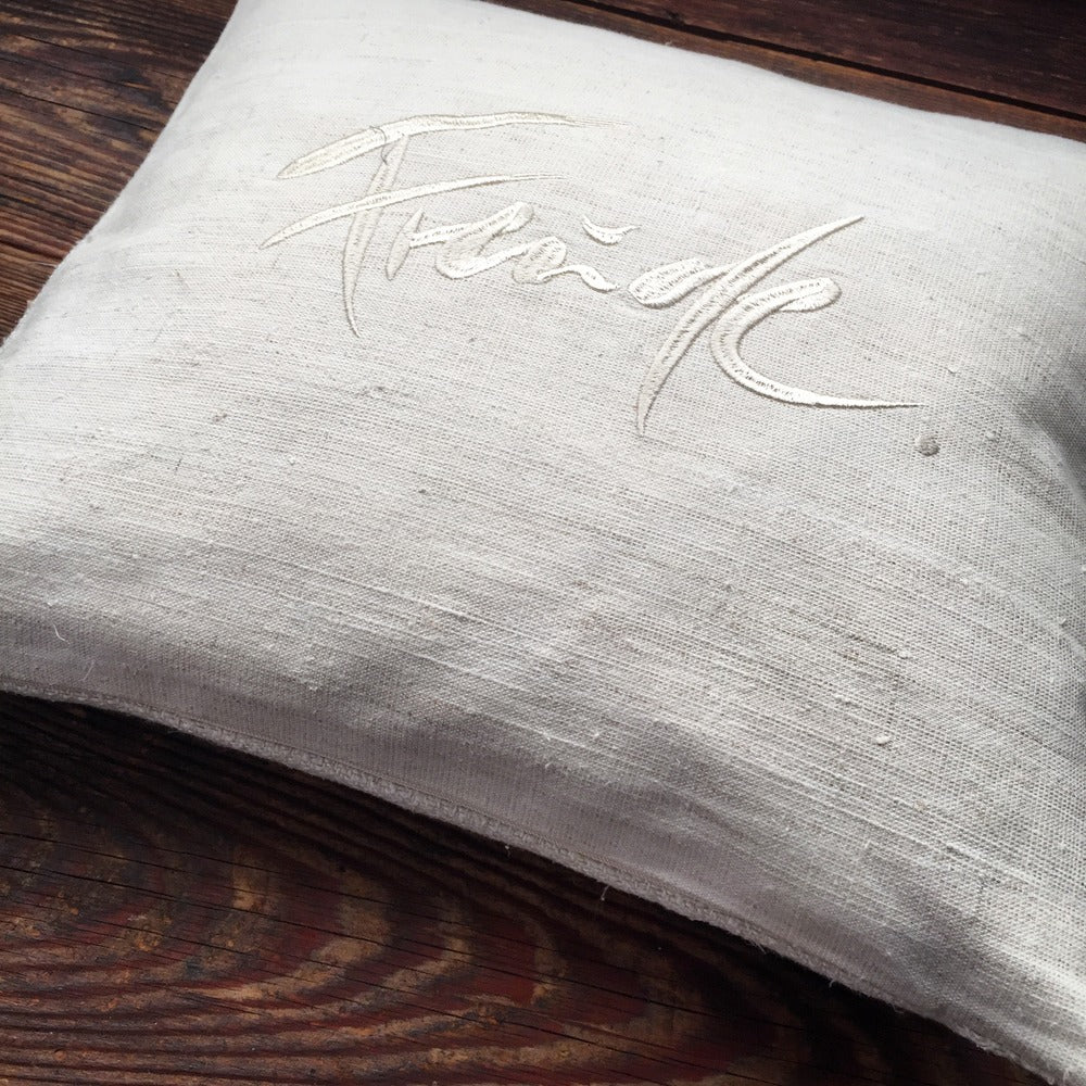 Bauernleinen Zirbenkissen "Freude"