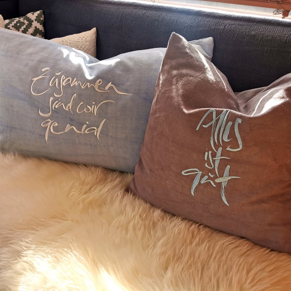 Kissenhülle Bauernleinen "Zusammen sind wir genial"