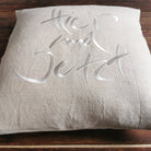 Kissenhülle Bauernleinen "Hier und Jetzt"