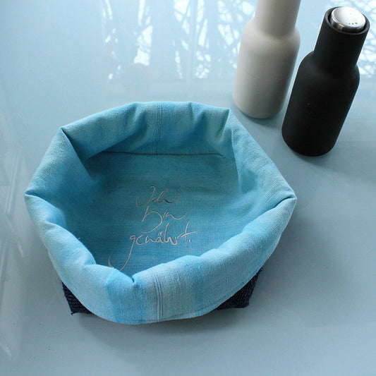 Brotkörbchen "Ich bin genährt" Blau/Türkis
