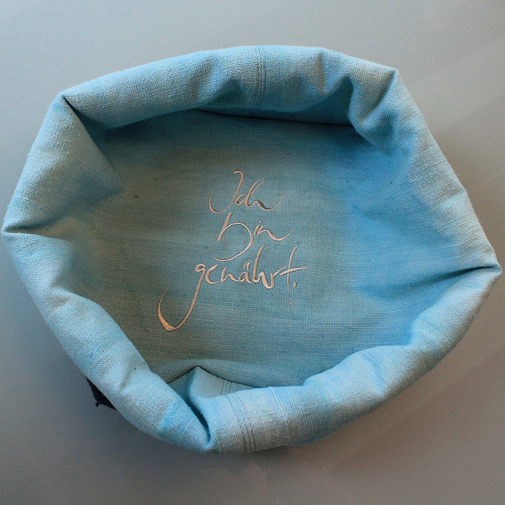Brotkörbchen "Ich bin genährt" Blau/Türkis
