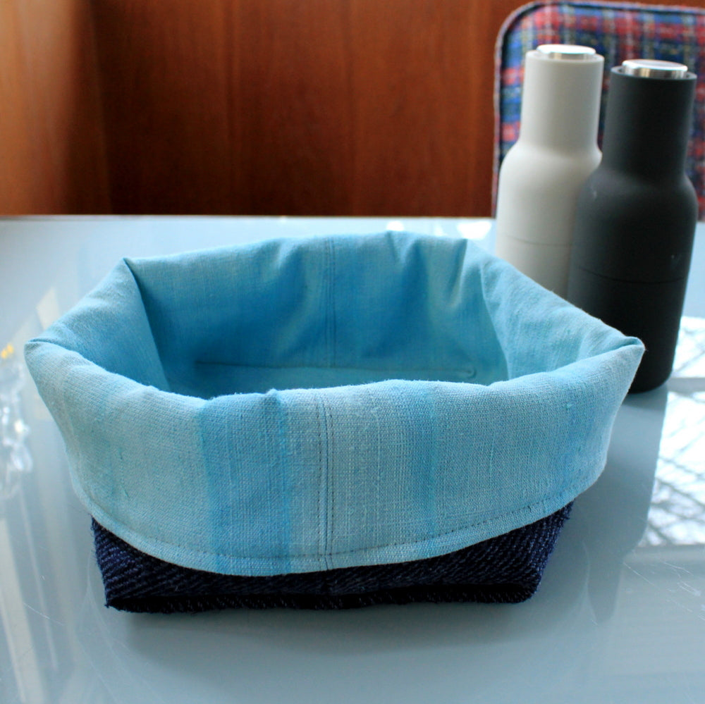 Brotkörbchen "Ich bin genährt" Blau/Türkis