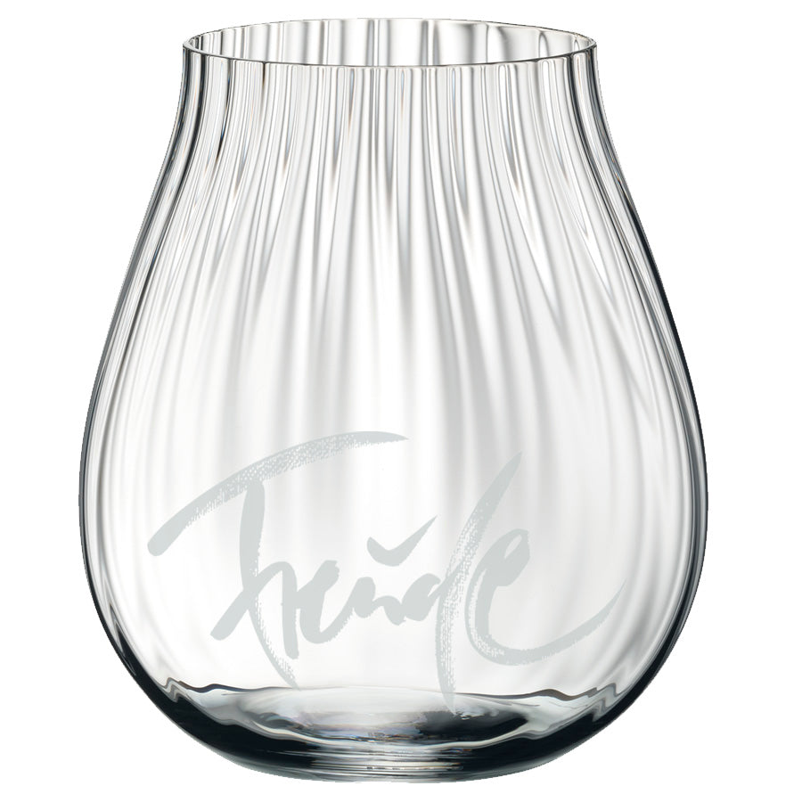 2 Sign-O-Gläser mit Rillen, "Freude + Danke"