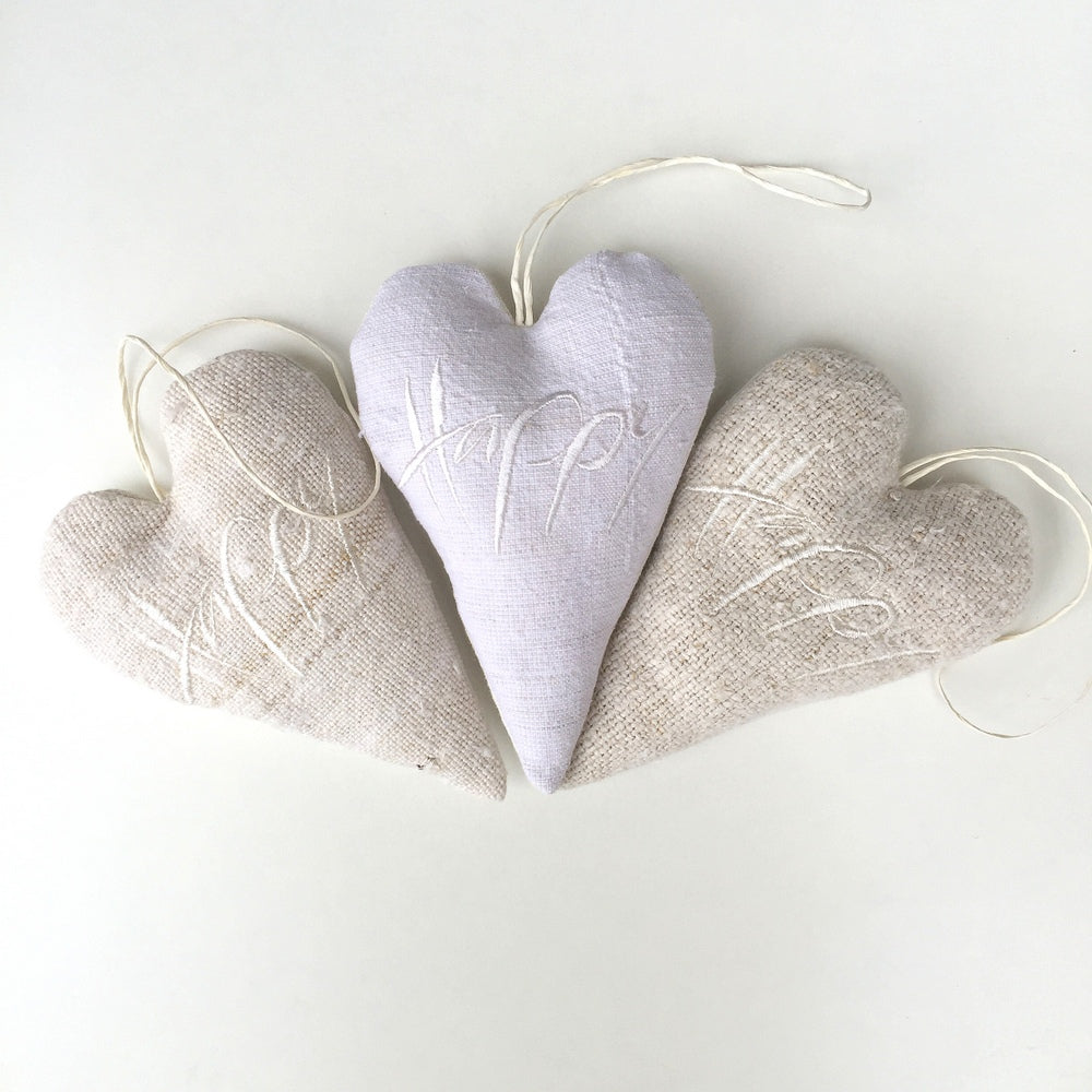 Bauernleinen-Herz "Happy"