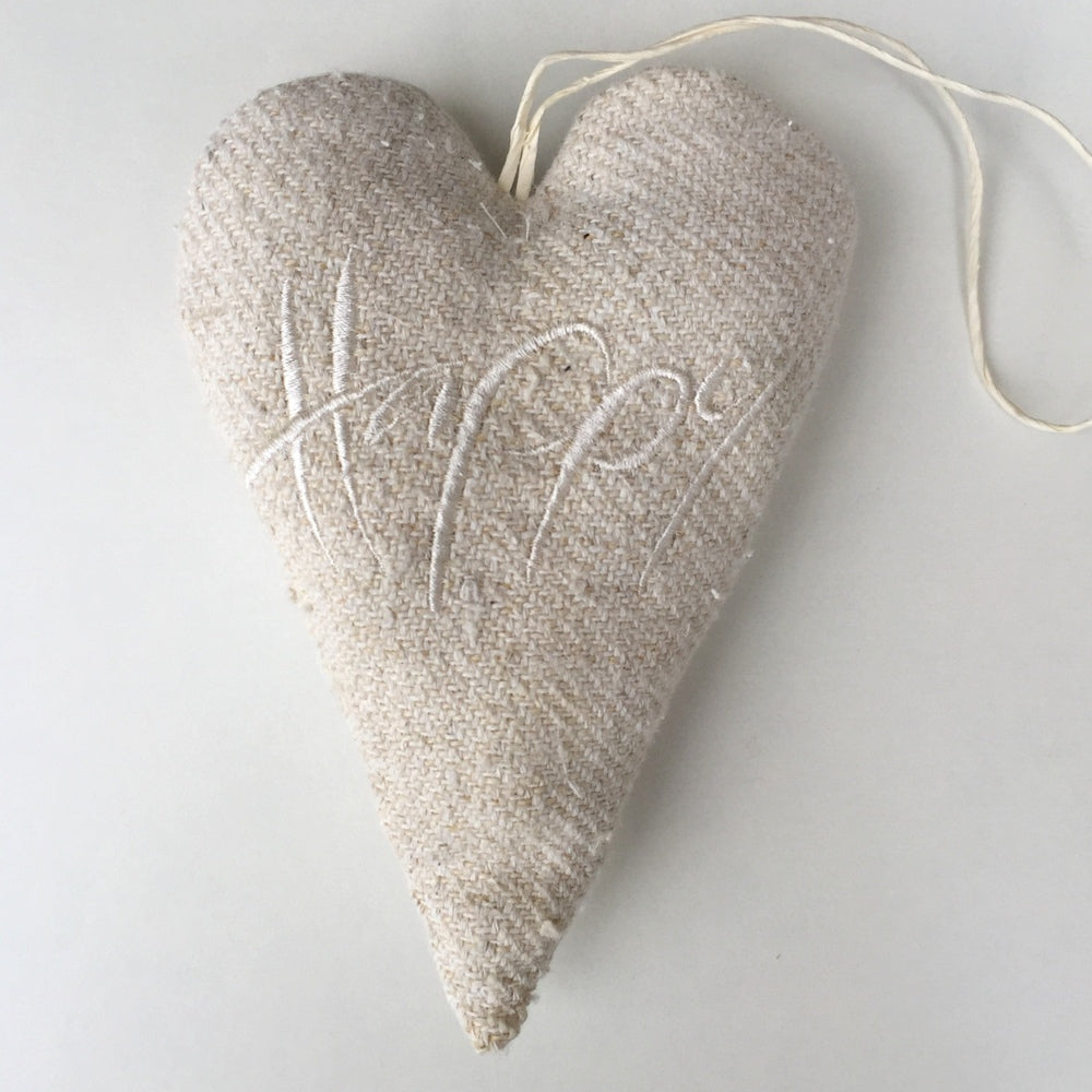 Bauernleinen-Herz "Happy"