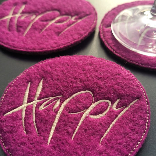 Glasuntersetzer "Happy" Violett
