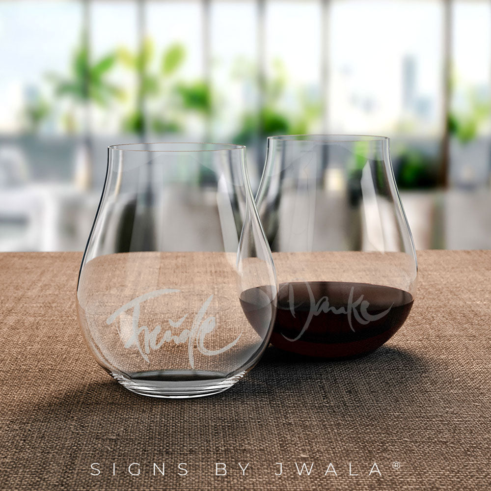 2 Sign-O-Gläser "Freude + Danke"