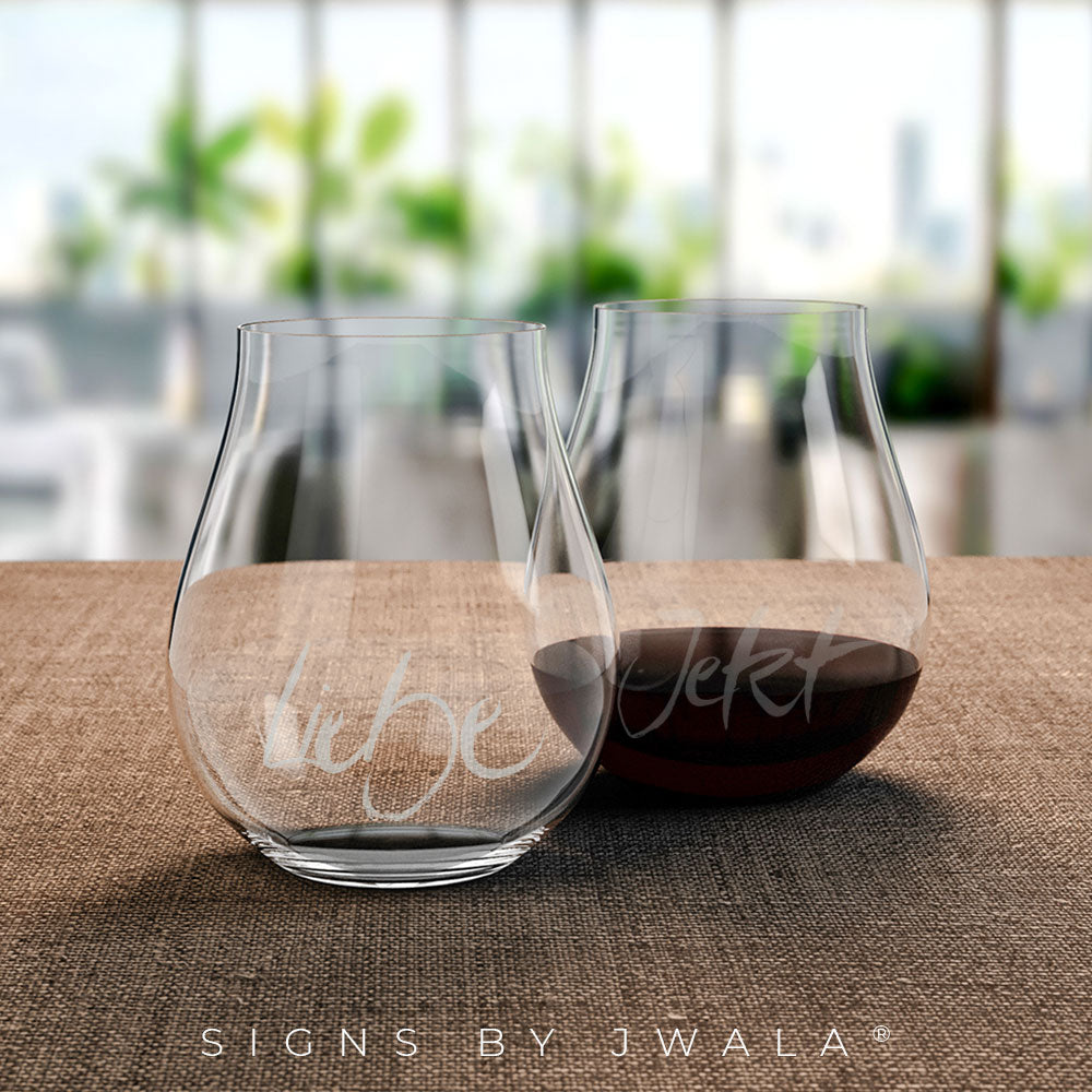 2 Sign-O-Gläser "Liebe + Jetzt"