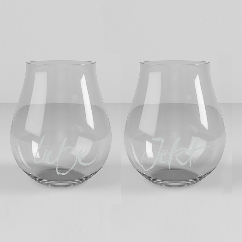 2 Sign-O-Gläser "Liebe + Jetzt"