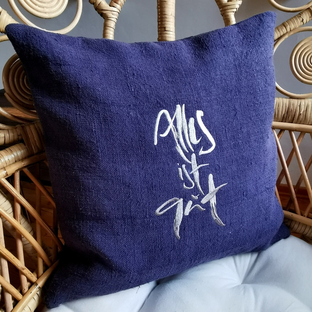 Kissenhülle Bauernleinen "Alles ist gut"