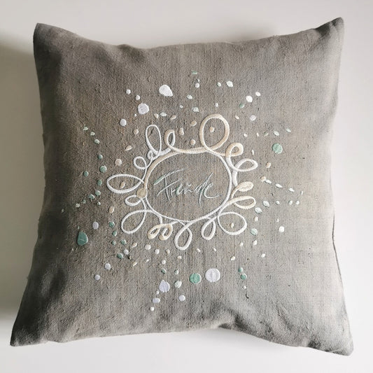 Kissenhülle Bauernleinen "Freude/Ornament"