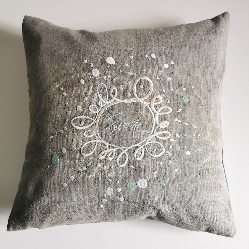 Kissenhülle Bauernleinen "Freude/Ornament"