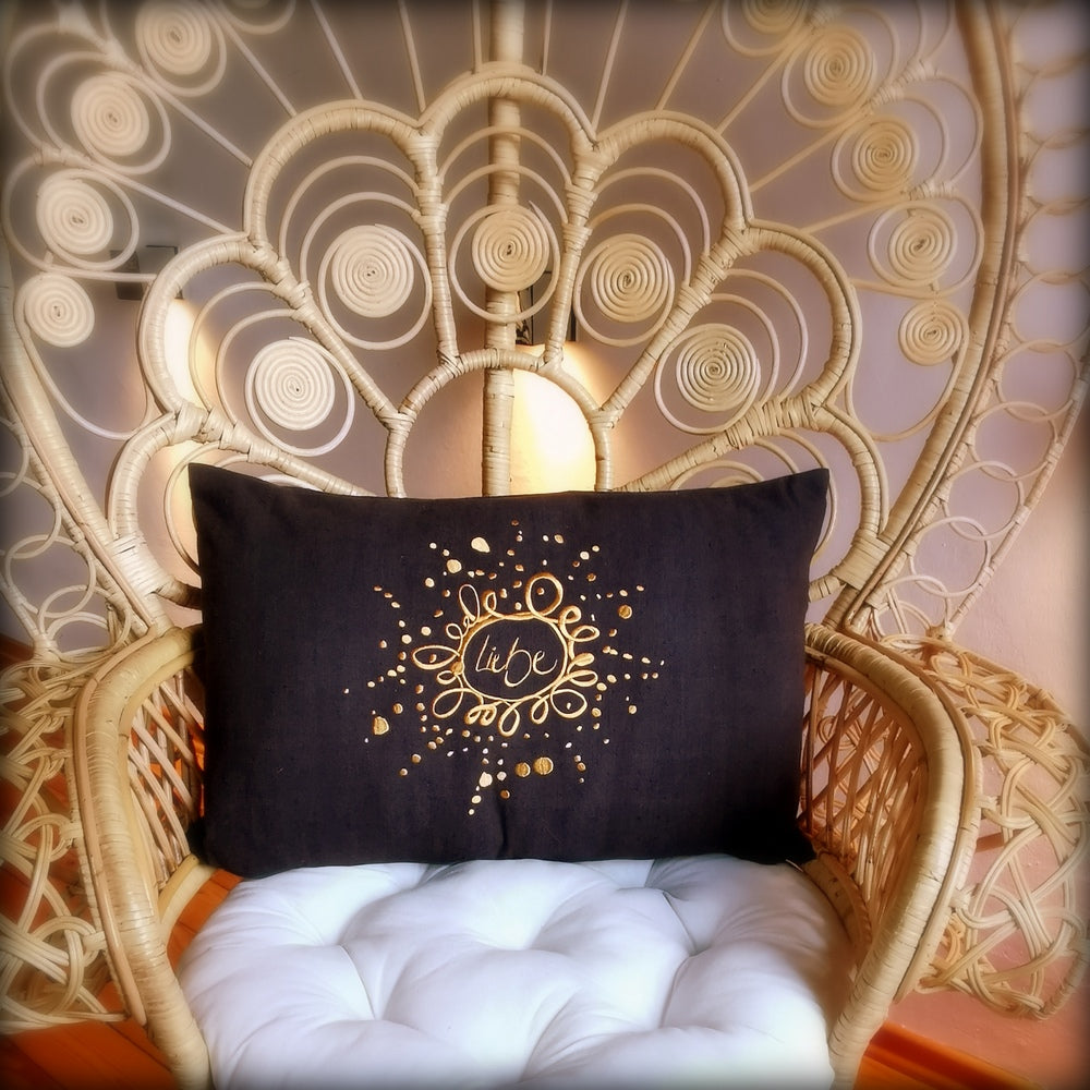 Kissenhülle Bauernleinen "Liebe/Ornament"