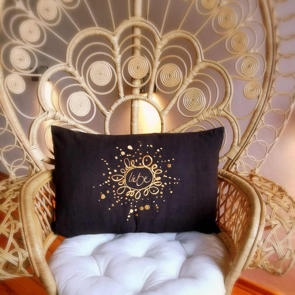 Kissenhülle Bauernleinen "Liebe/Ornament"