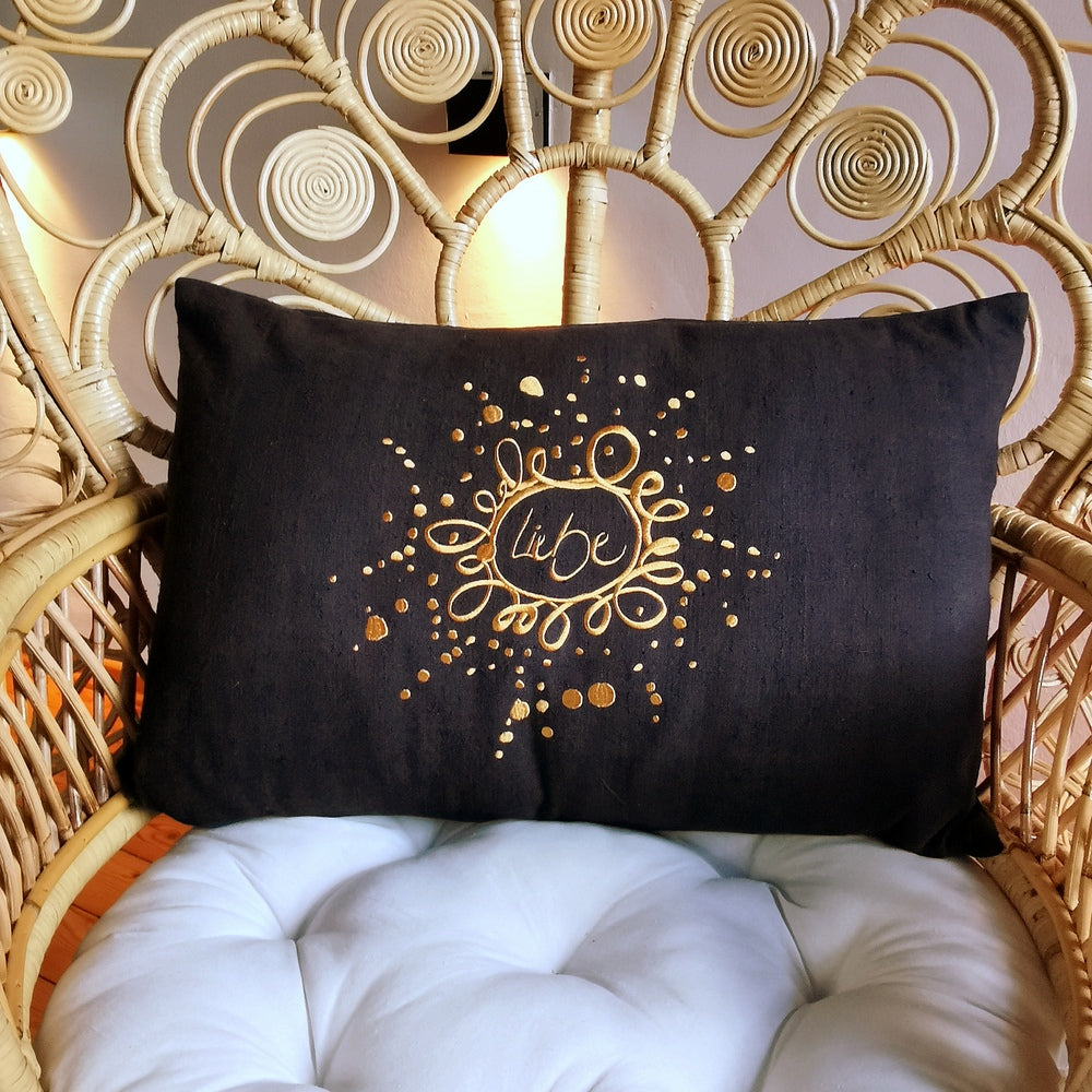 Kissenhülle Bauernleinen "Liebe/Ornament"