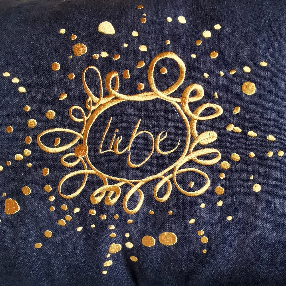 Kissenhülle Bauernleinen "Liebe/Ornament"