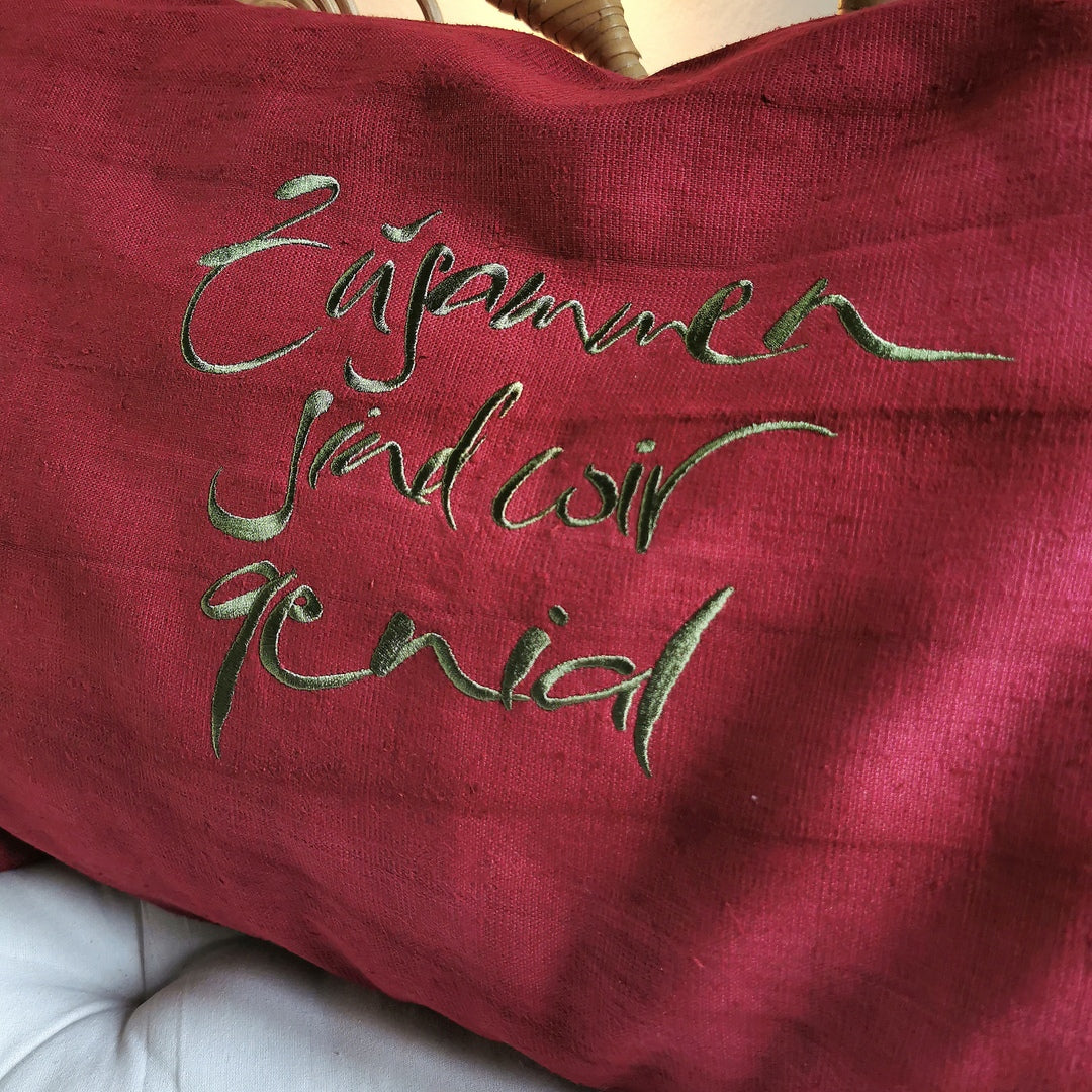 Kissenhülle Bauernleinen "Zusammen sind wir genial"