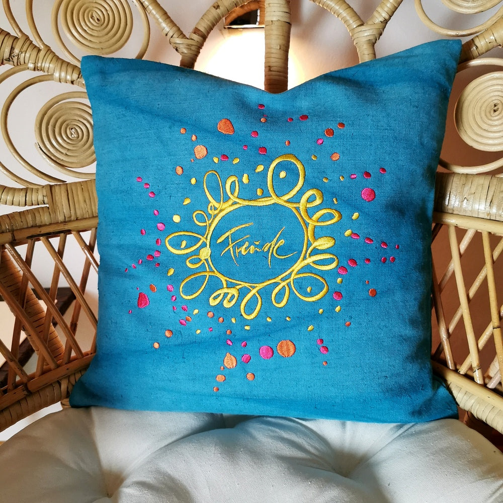 Kissenhülle Bauernleinen "Freude/Ornament"