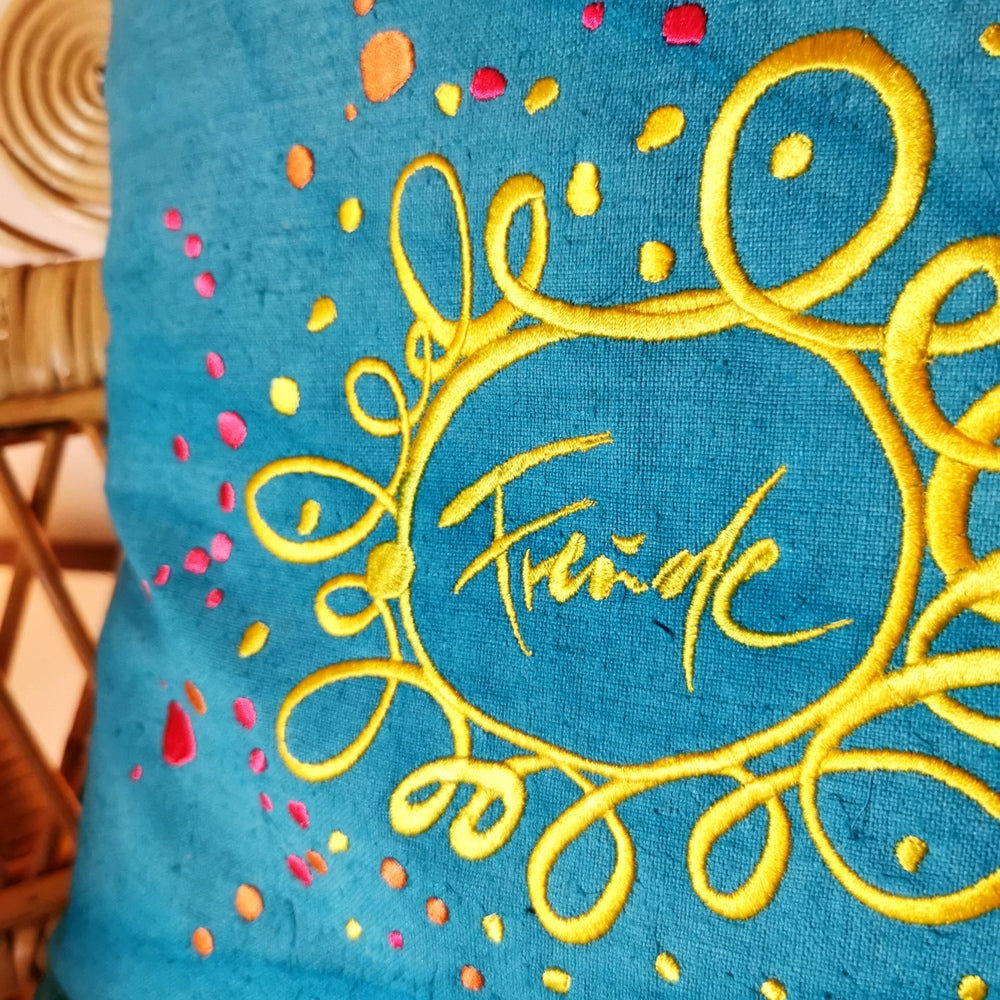 Kissenhülle Bauernleinen "Freude/Ornament"