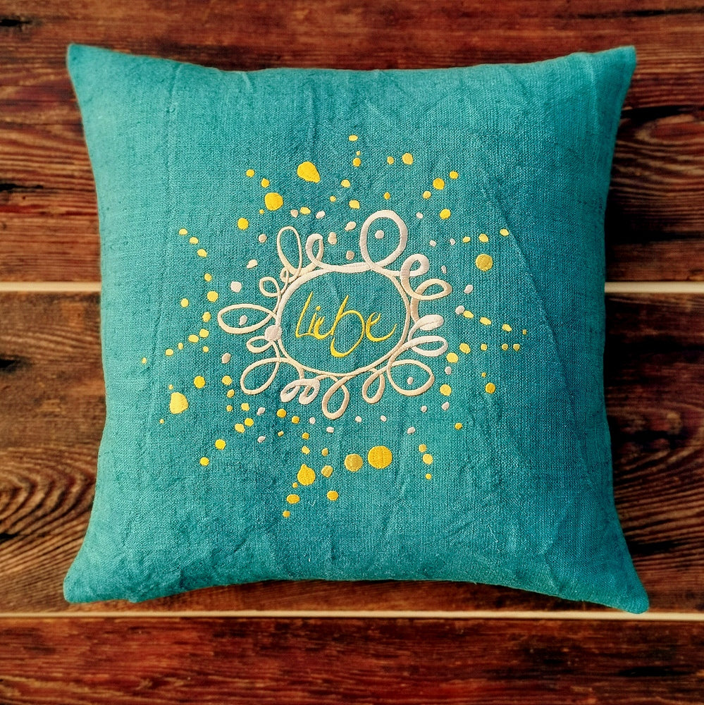 Kissenhülle Bauernleinen "Liebe/Ornament"