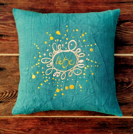 Kissenhülle Bauernleinen "Liebe/Ornament"