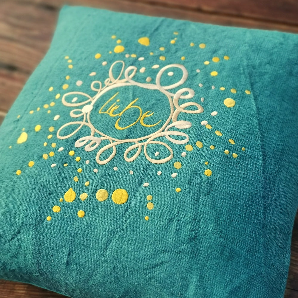 Kissenhülle Bauernleinen "Liebe/Ornament"