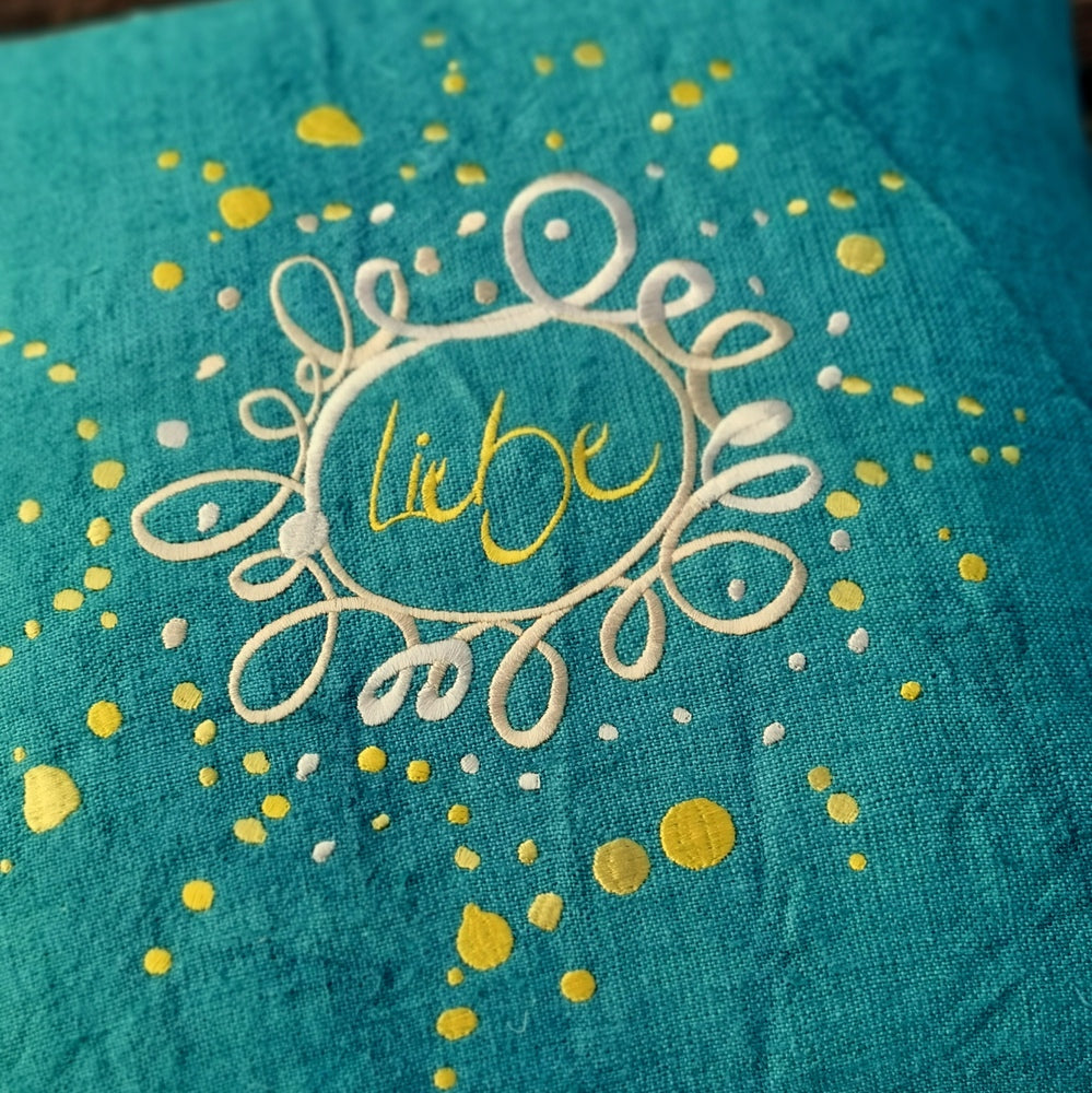 Kissenhülle Bauernleinen "Liebe/Ornament"