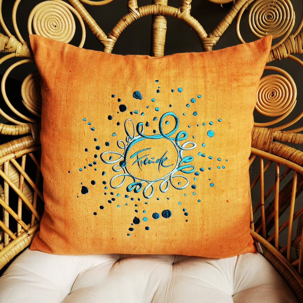 Kissenhülle Bauernleinen "Freude/Ornament"