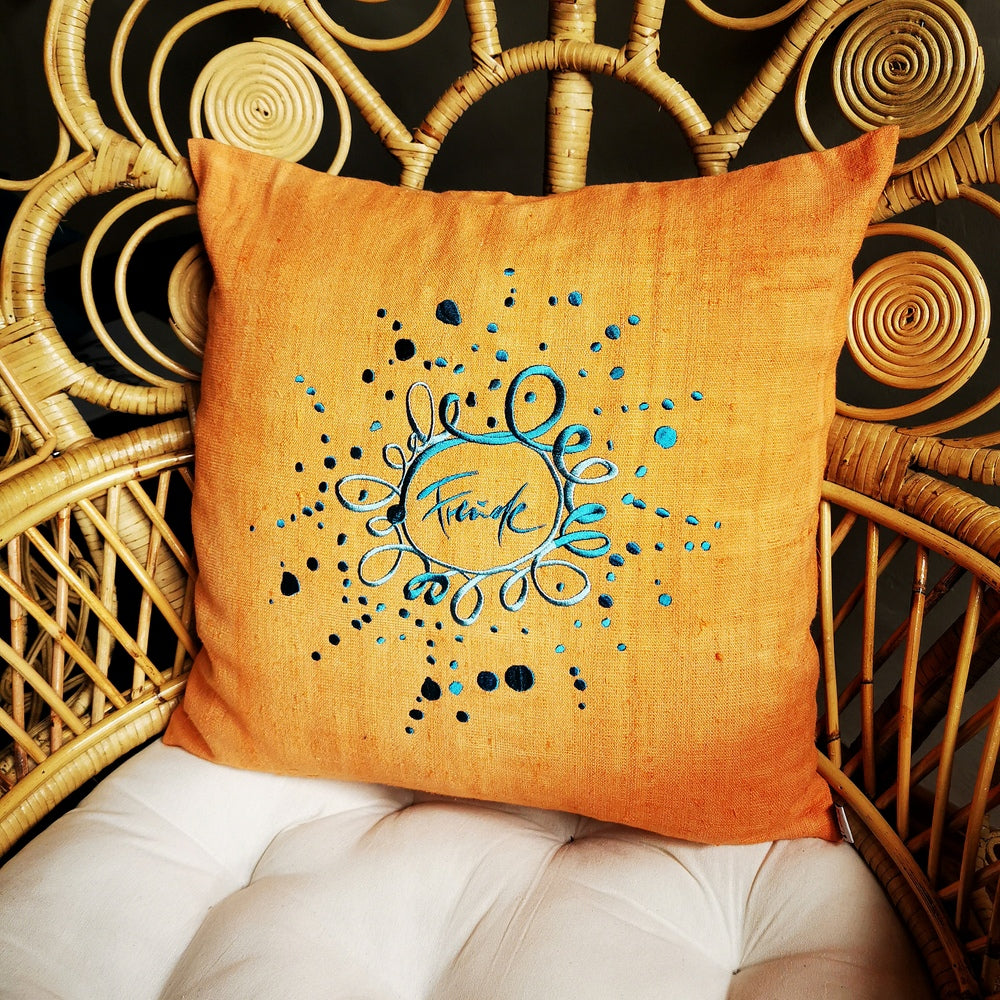 Kissenhülle Bauernleinen "Freude/Ornament"