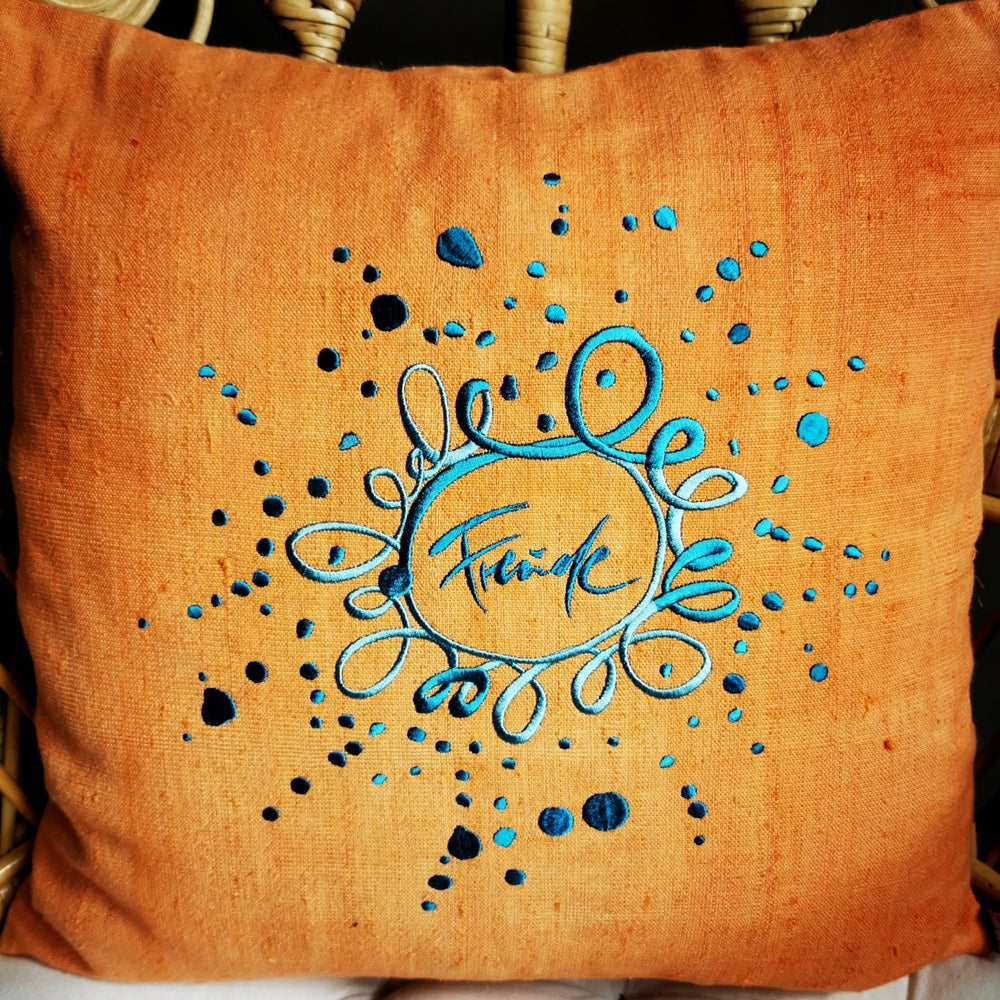 Kissenhülle Bauernleinen "Freude/Ornament"