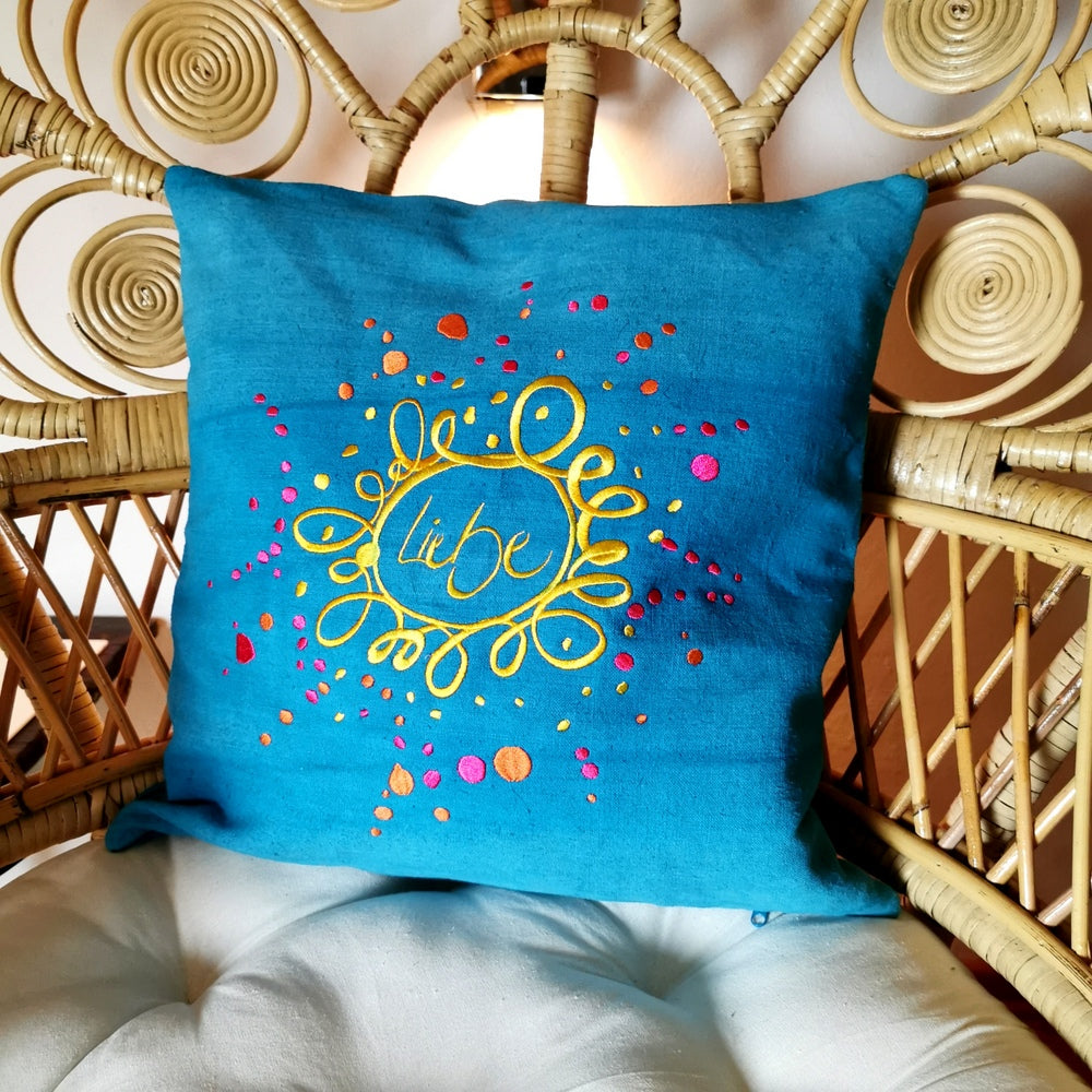 Kissenhülle Bauernleinen "Liebe/Ornament"