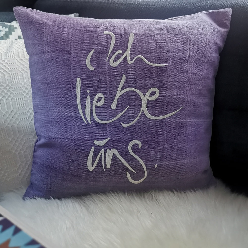 Kissenhülle Bauernleinen "Ich liebe uns"