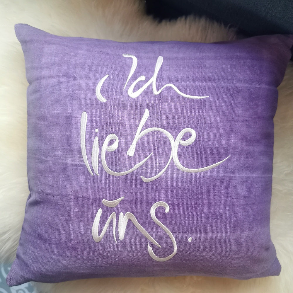 Kissenhülle Bauernleinen "Ich liebe uns"