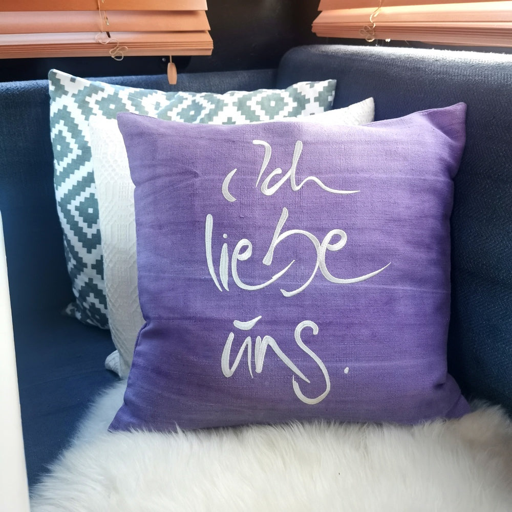 Kissenhülle Bauernleinen "Ich liebe uns"