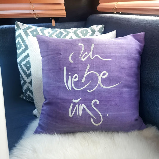 Kissenhülle Bauernleinen "Ich liebe uns"