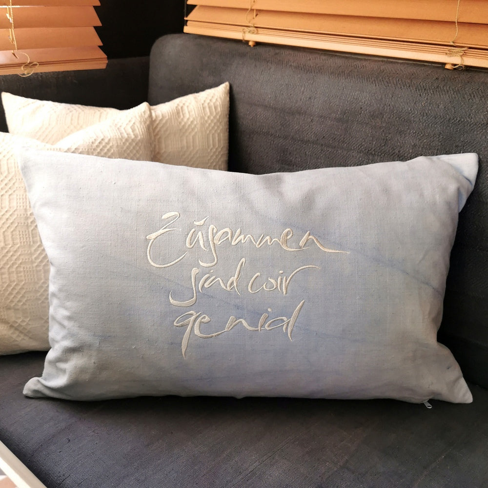 Kissenhülle Bauernleinen "Zusammen sind wir genial"