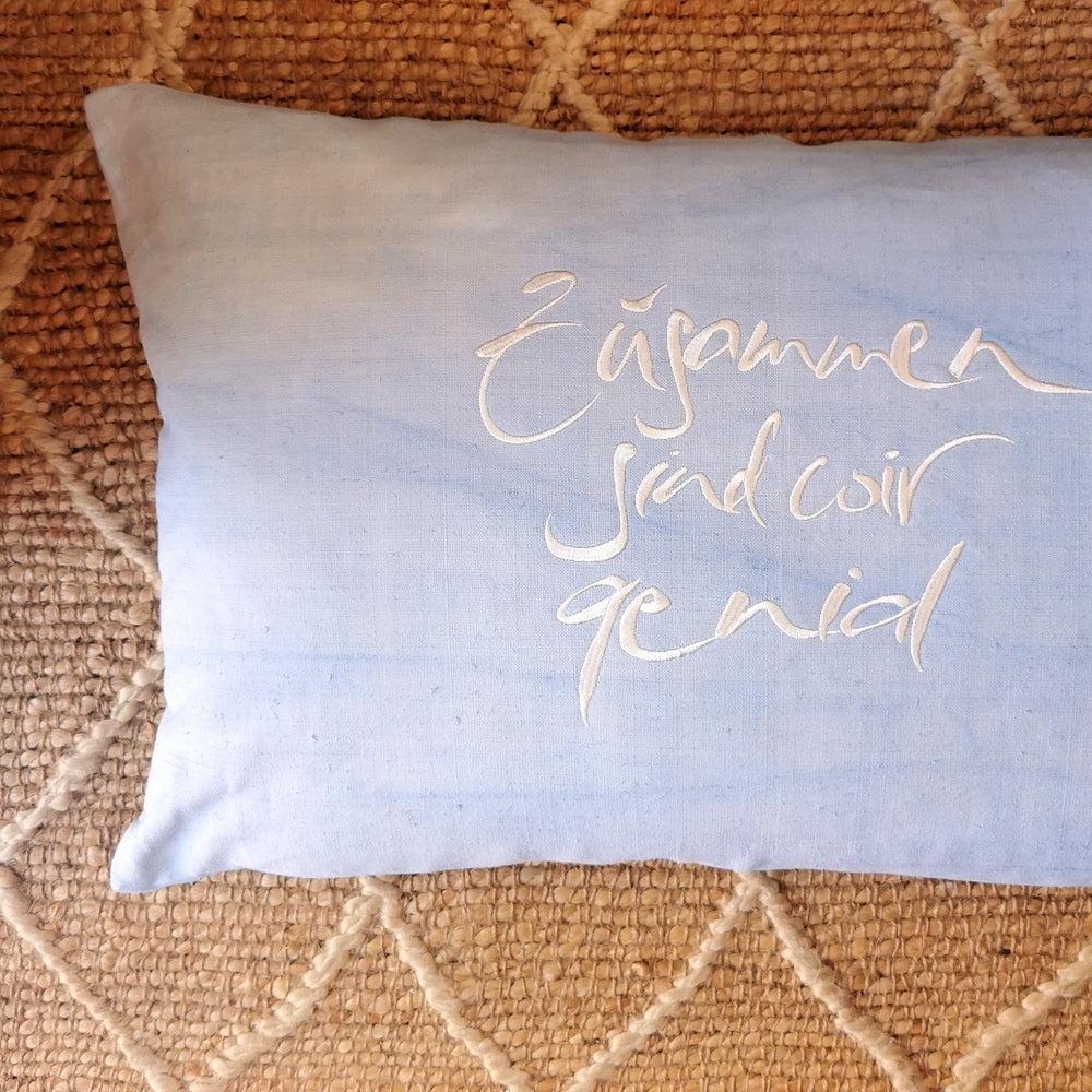 Kissenhülle Bauernleinen "Zusammen sind wir genial"