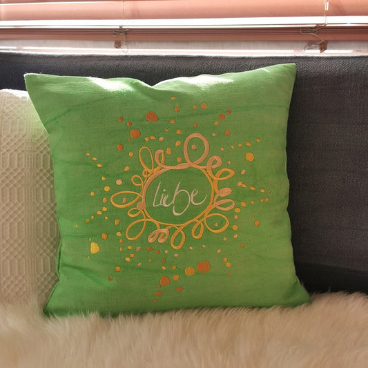 Kissenhülle Bauernleinen "Liebe/Ornament"