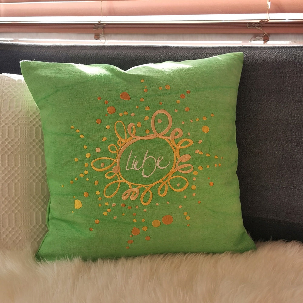 Kissenhülle Bauernleinen "Liebe/Ornament"