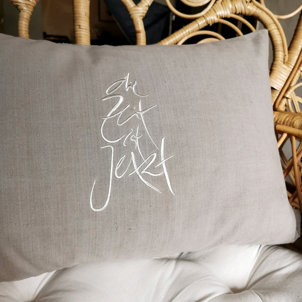 Kissenhülle Bauernleinen "die Zeit ist Jetzt"