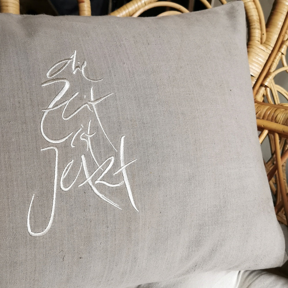 Kissenhülle Bauernleinen "die Zeit ist Jetzt"