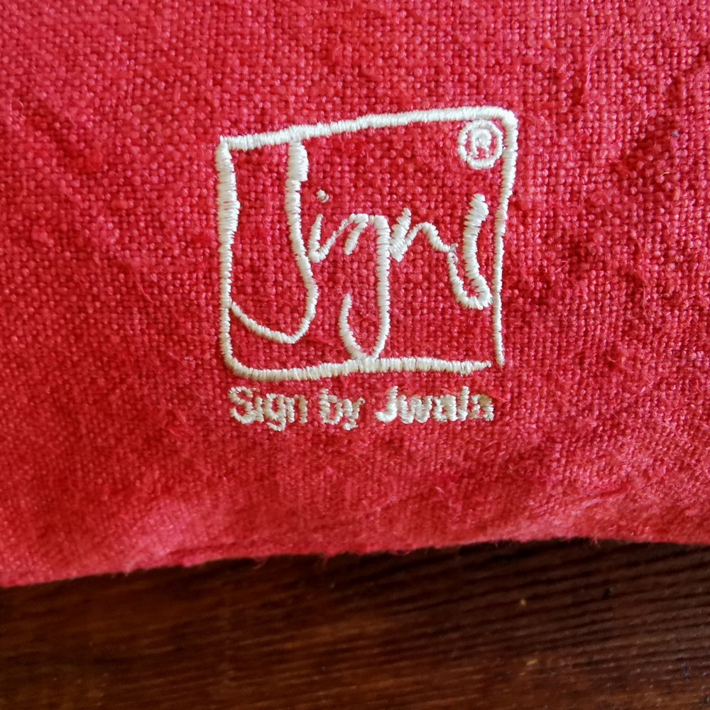 Bauernleinen Zirbenkissen "Die Zeit ist Jetzt"