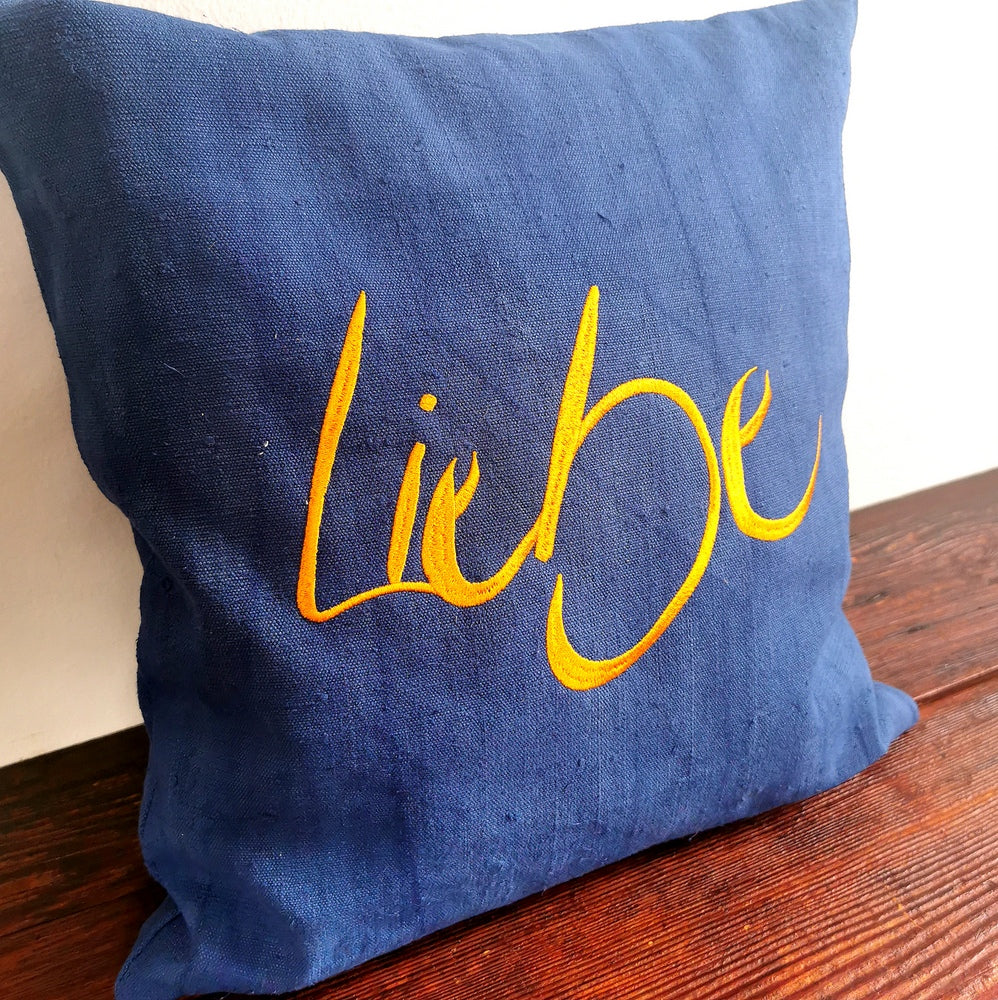Bauernleinen Zirbenkissen "Liebe" 40x40