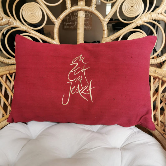 Bauernleinen Zirbenkissen "die Zeit ist Jetzt"