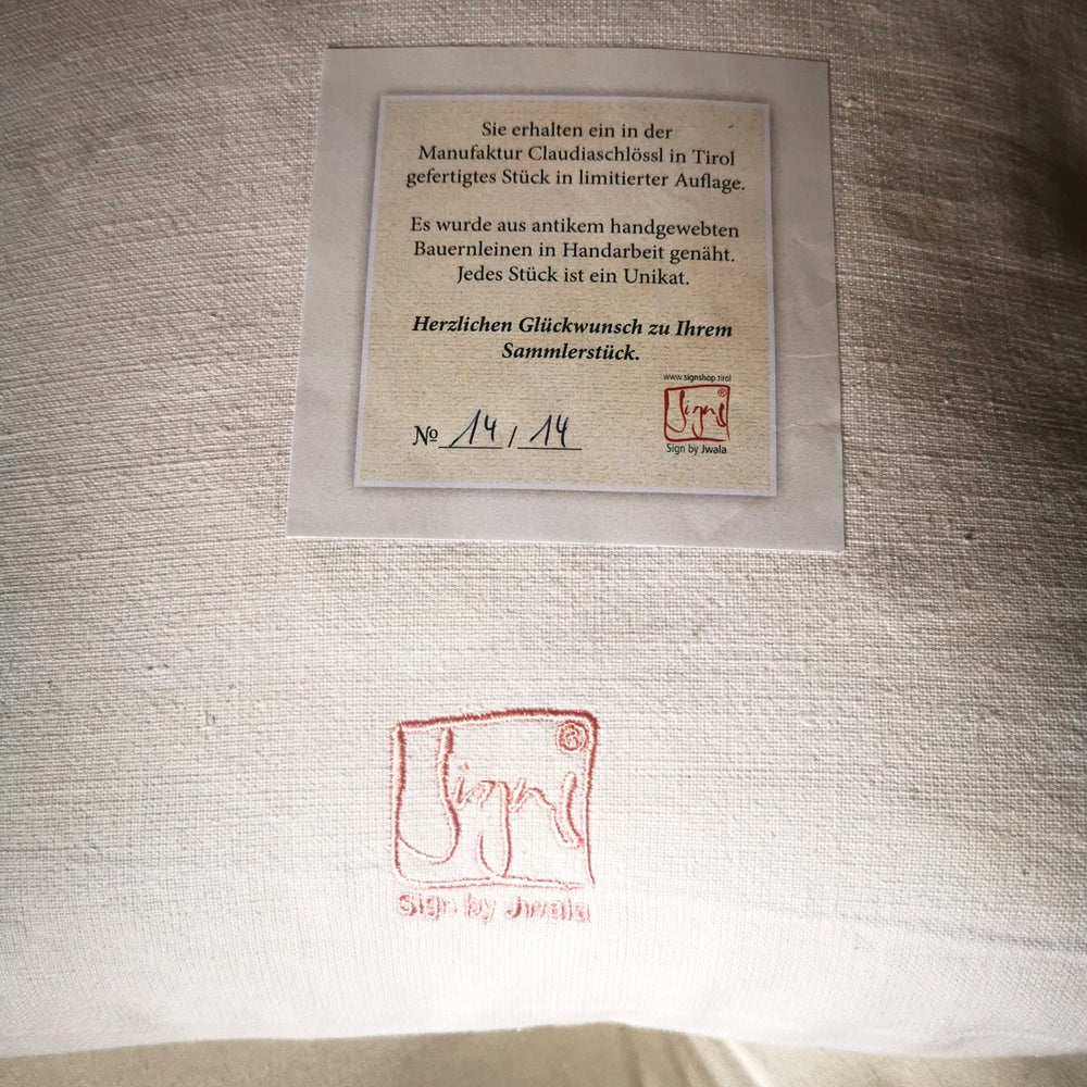 Bauernleinen Zirbenkissen "Nestwärme" 40x40 cm