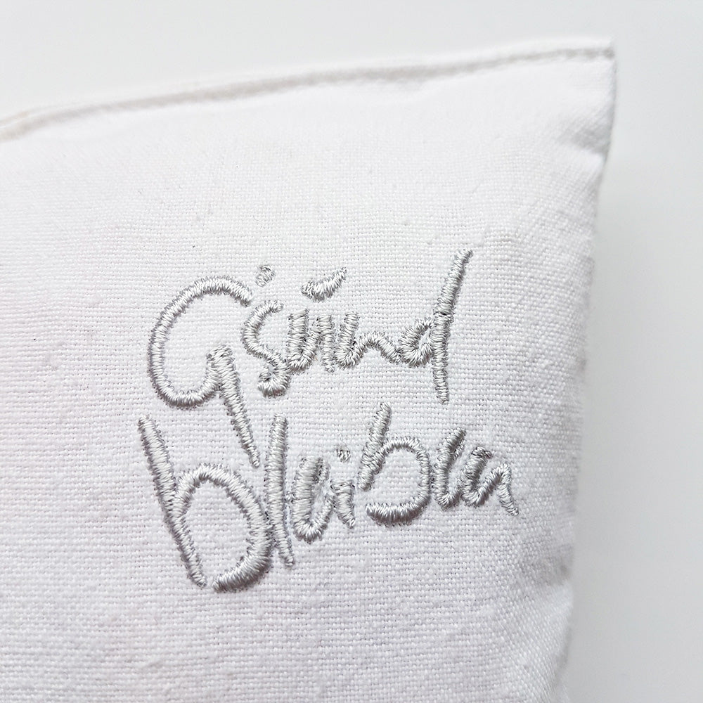 Kleines Zirbenkissen "G'sund bleiben" Weiß