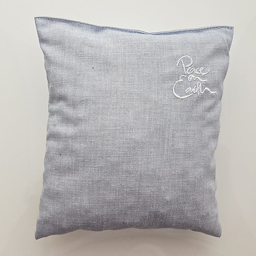 Kleines Zirbenkissen "Peace on Earth" Hellblau